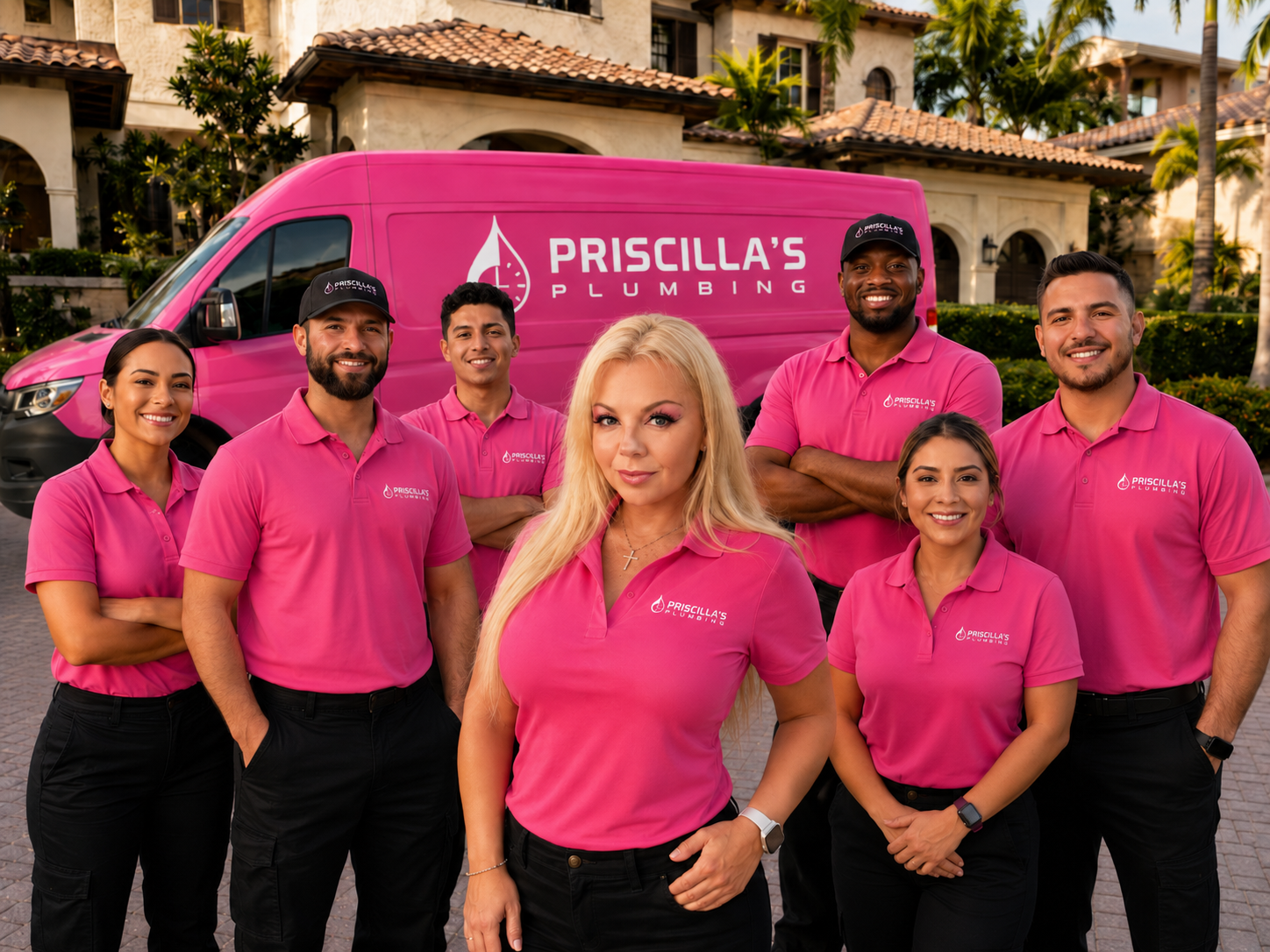 The Priscilla's Plumbing crew with owner Priscilla